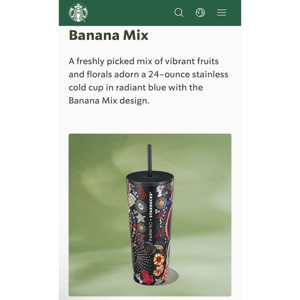Starbucks + Farm Rio 24oz Cold Cup Tumbler Summer 2025‎ Black Rainbow - Picture 2 of 10